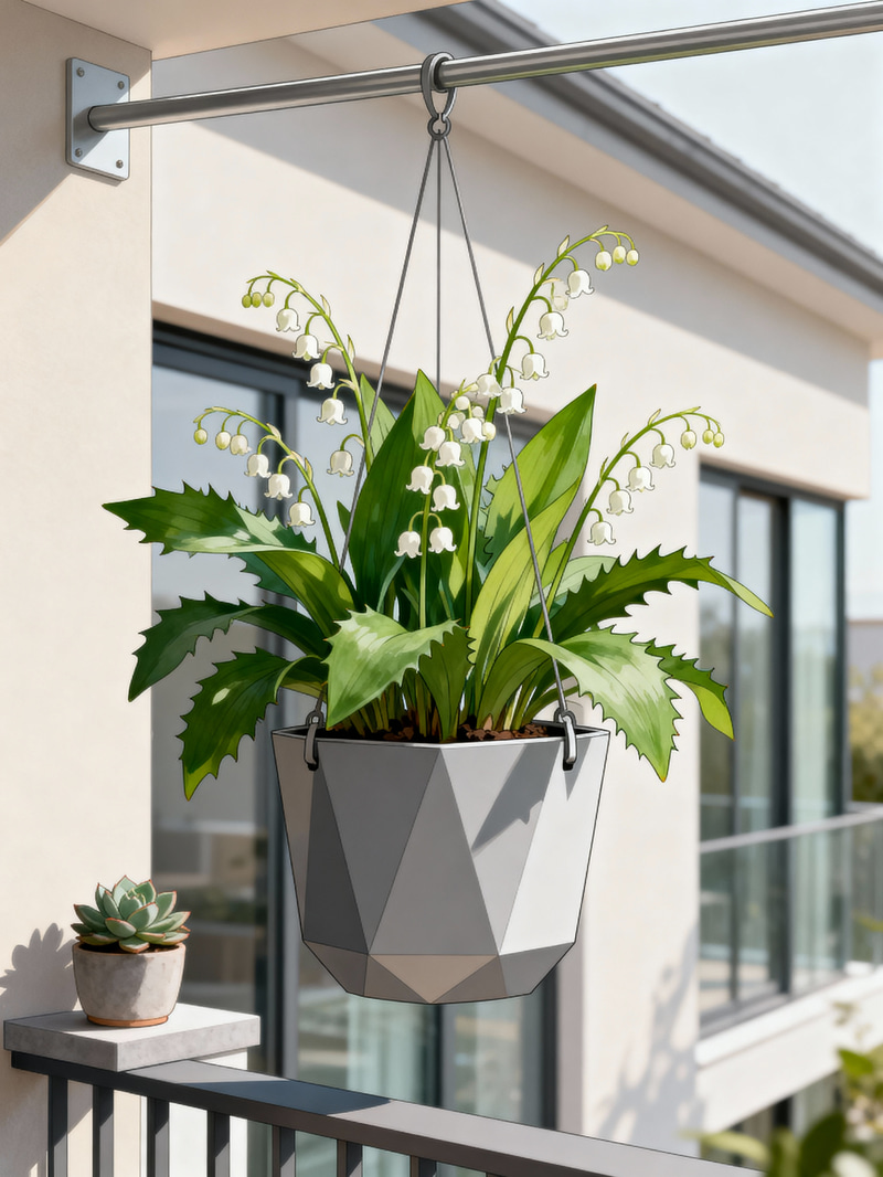 Valley Plant in Hanging Planter for Modern Balconies