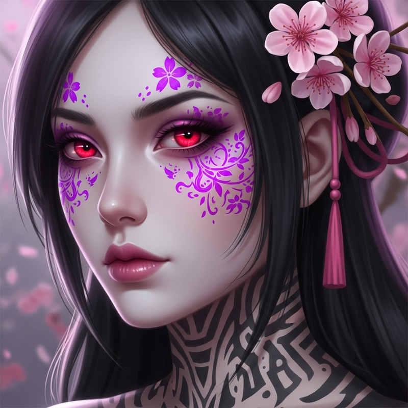 Stunning Portrait of a Mysterious Woman in Anime Style Stunning Portrait of a Mysterious Woman in Anime Style