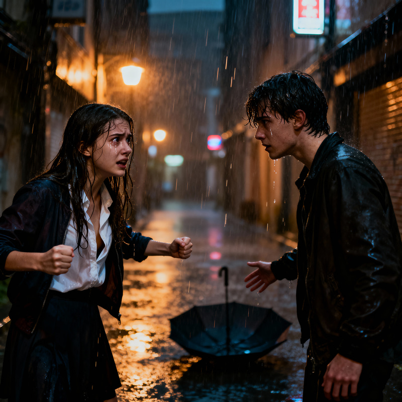 Emotional Rainy Night on a Narrow Street