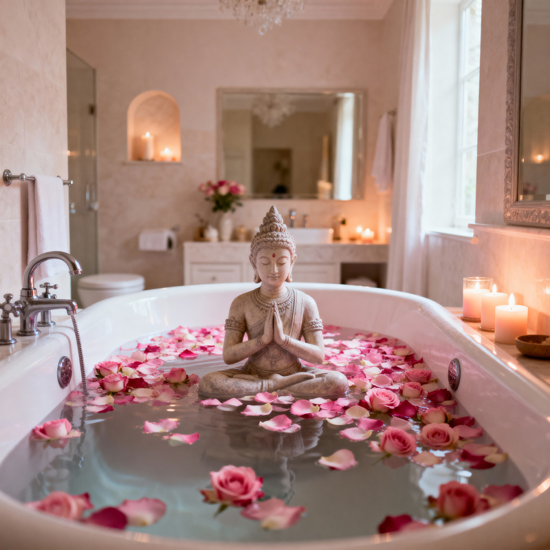 Sacred Ritual Bathing Experience in Rose Petals Sacred Ritual Bathing Experience in Rose Petals
