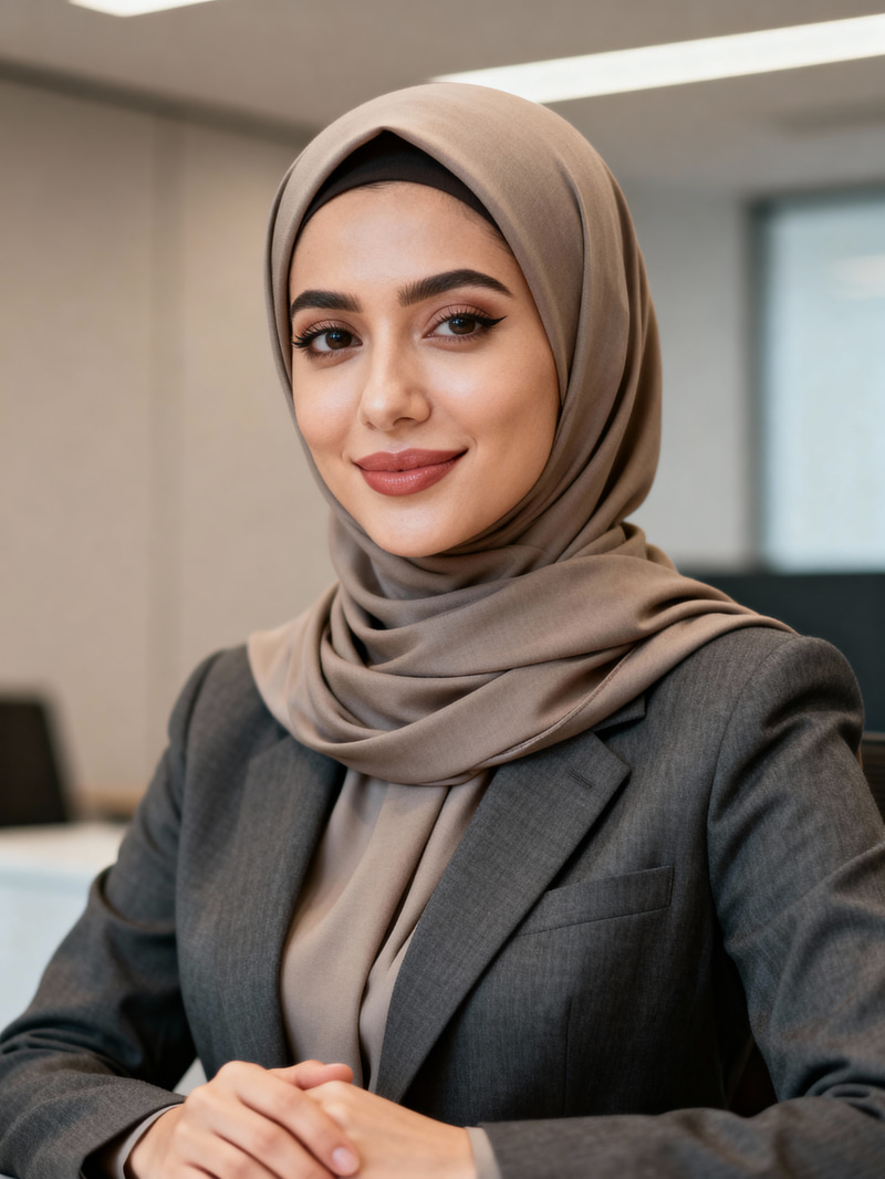 Professional Portrait of a Stylish Hijab-Wearing Woman