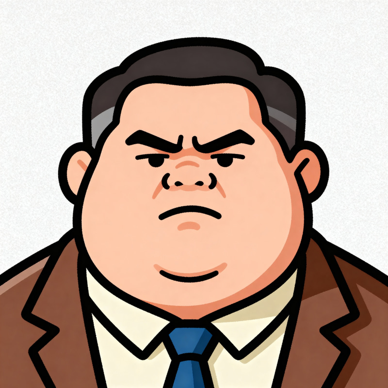 Cartoonish Fat Character in Jacket & Tie