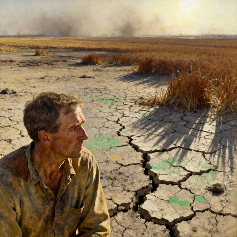 Drought Devastated Farmland: A Farmer's Despair Drought Devastated Farmland: A Farmer's Despair