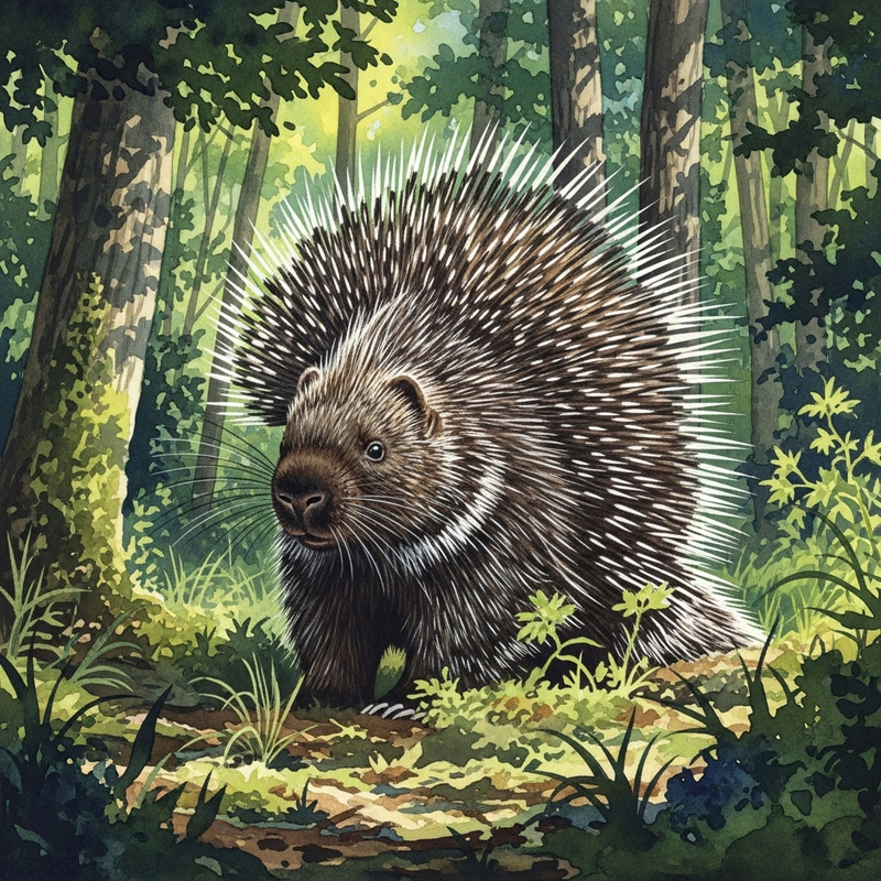 Watercolour Painting of a Porcupine Watercolour Painting of a Porcupine