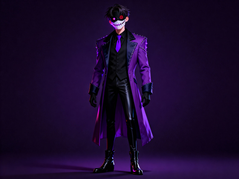 Stylized Man with Unique Mask and Elegant Attire Stylized Man with Unique Mask and Elegant Attire