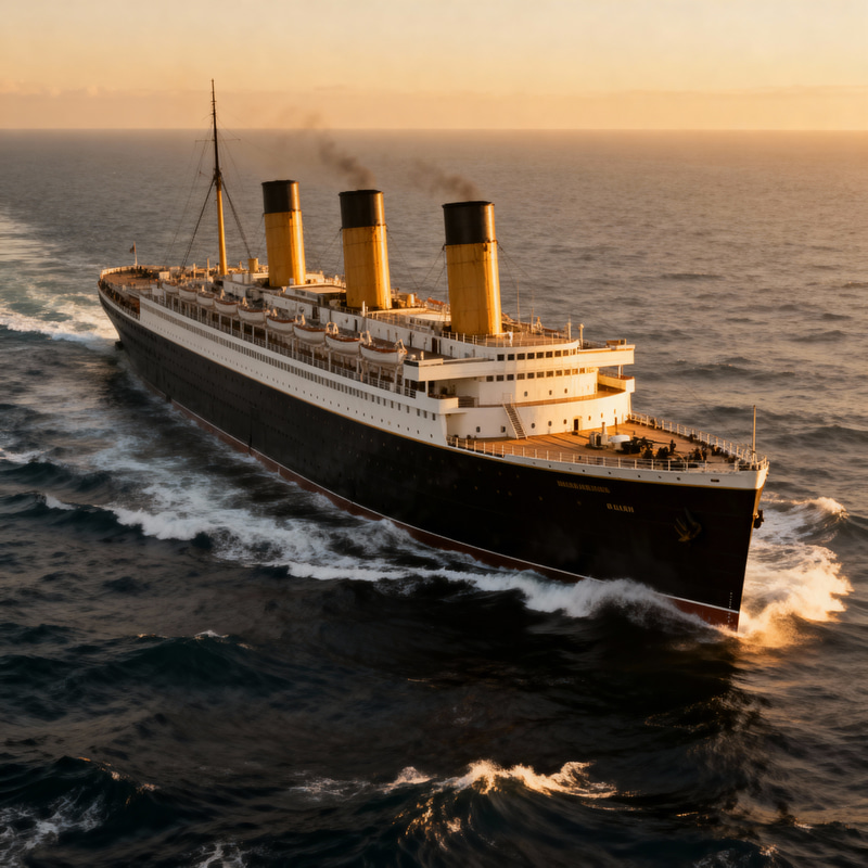 1900 German Ocean Liner with Three Funnels at Sea 1900 German Ocean Liner with Three Funnels at Sea