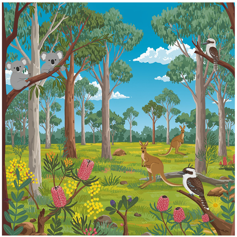 Vibrant Cartoon of Australian Native Bush Vibrant Cartoon of Australian Native Bush