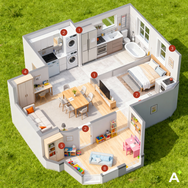 Modern Three-Room Apartment Furniture Layout Ideas Modern Three-Room Apartment Furniture Layout Ideas