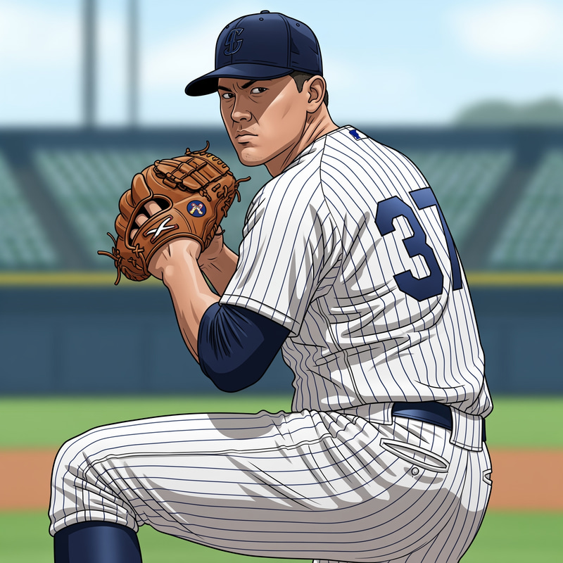 Dynamic Illustration of a Professional Baseball Pitcher Dynamic Illustration of a Professional Baseball Pitcher