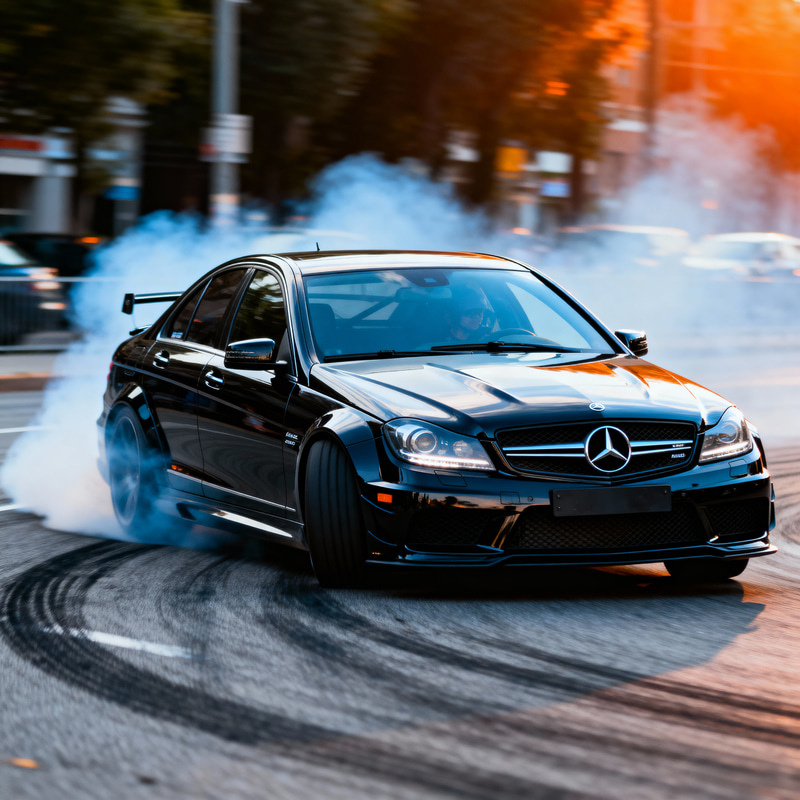 Black W205 Mercedes-Benz C63 AMG Drifting Video Black W205 Mercedes-Benz C63 AMG Drifting Video