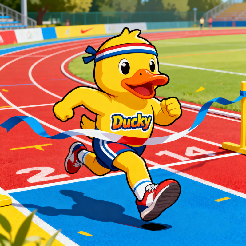 Ducky the Duck: Kids' Athletic Race Mascot Ducky the Duck: Kids' Athletic Race Mascot
