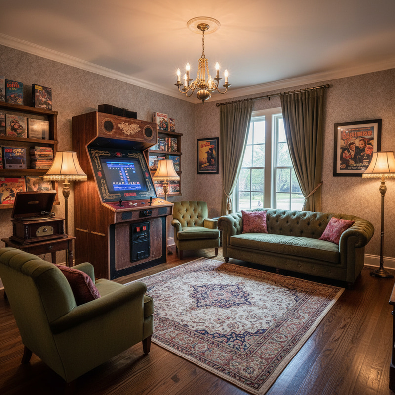 Vintage Gaming Room: Professional Interior Photography