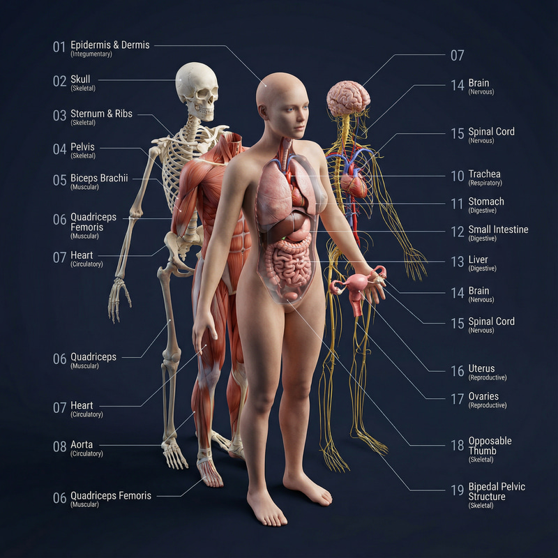 Detailed Human Anatomy Exploded View Infographic