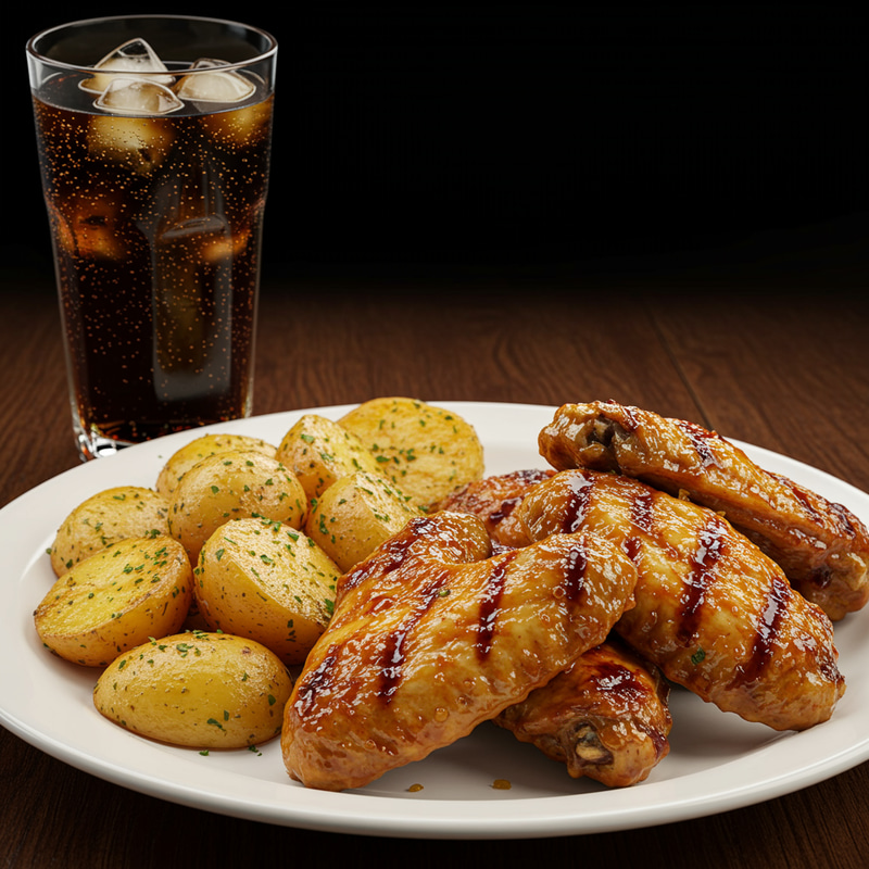 Delicious Charcoal Chicken Wings with Fries Delicious Charcoal Chicken Wings with Fries