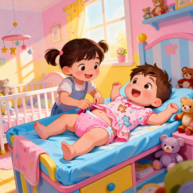 Whimsical Nursery Fun: Brother as Baby Playtime Whimsical Nursery Fun: Brother as Baby Playtime