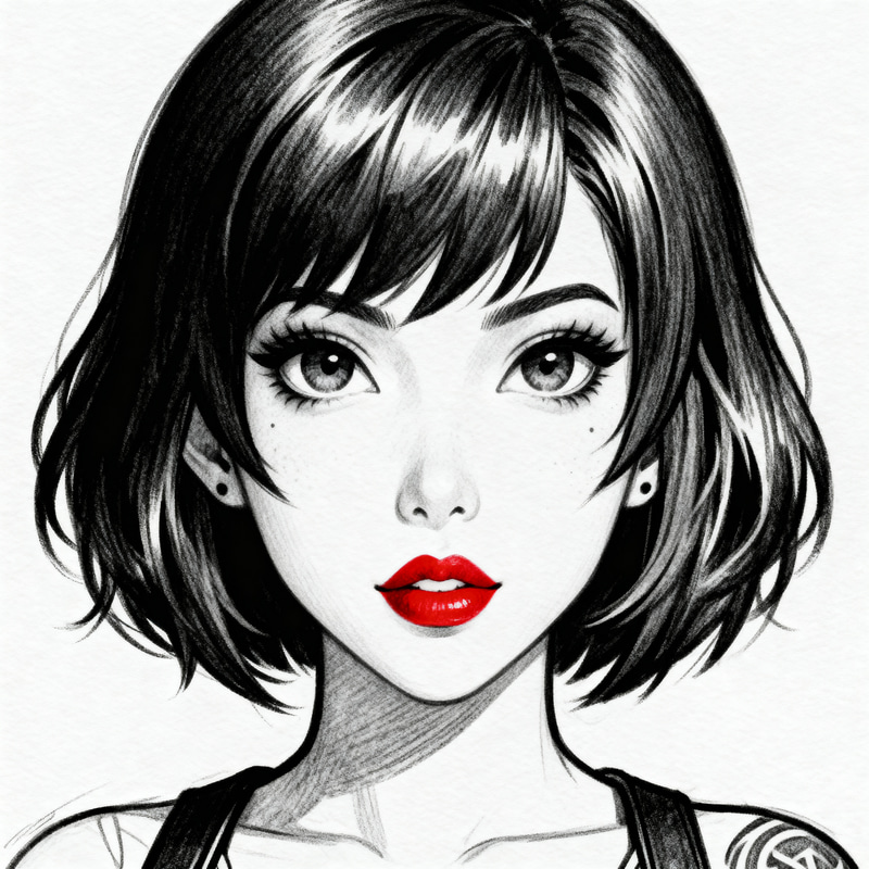 Ada Wong Tattoo Sketch - Black & White Design Ada Wong Tattoo Sketch - Black & White Design