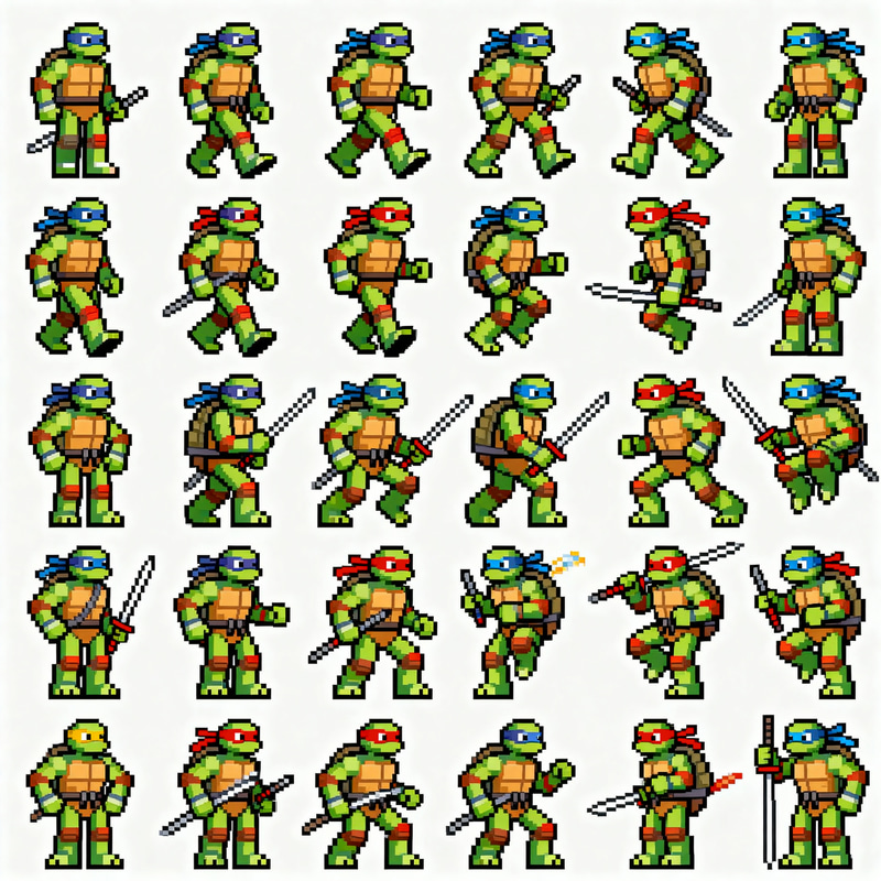 2D Game Sprite Sheet: Leonardo Animation Frames 2D Game Sprite Sheet: Leonardo Animation Frames