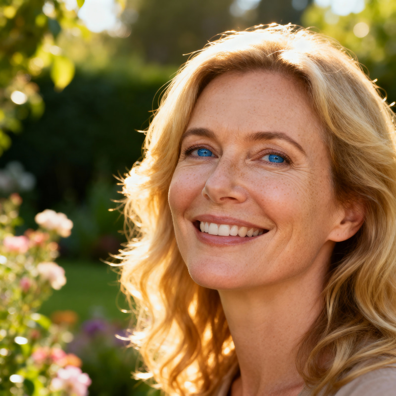 Radiant Selfie of a 45-Year-Old Blonde Model