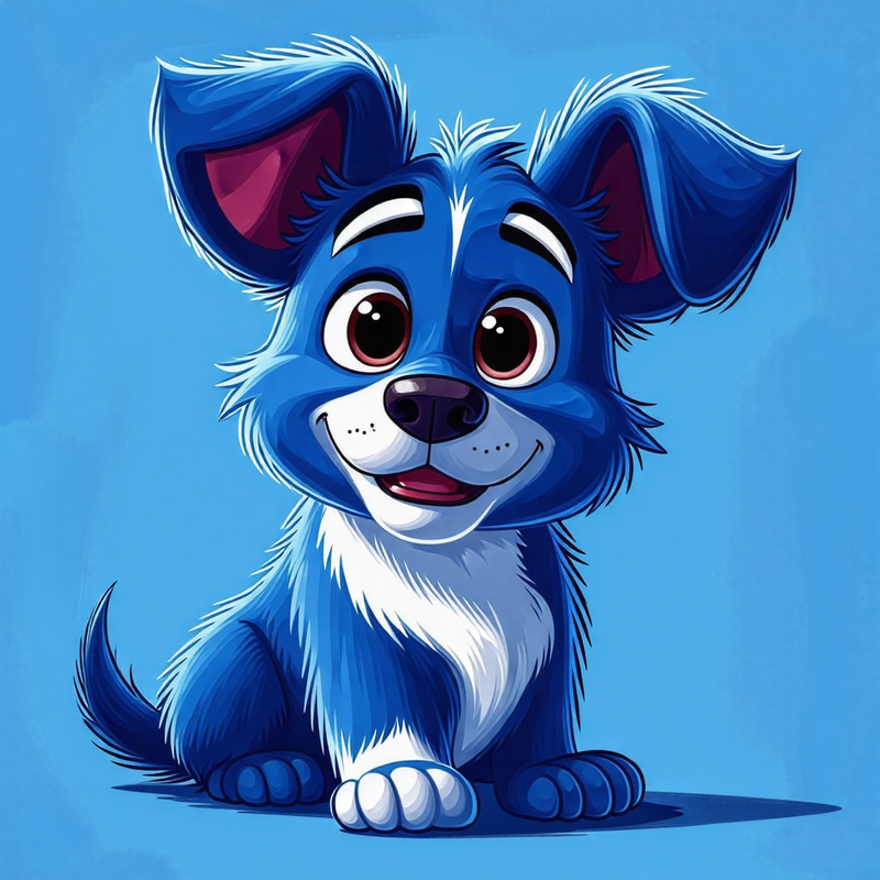 Bluey Cartoon Dog Drawing on Blue Background Bluey Cartoon Dog Drawing on Blue Background