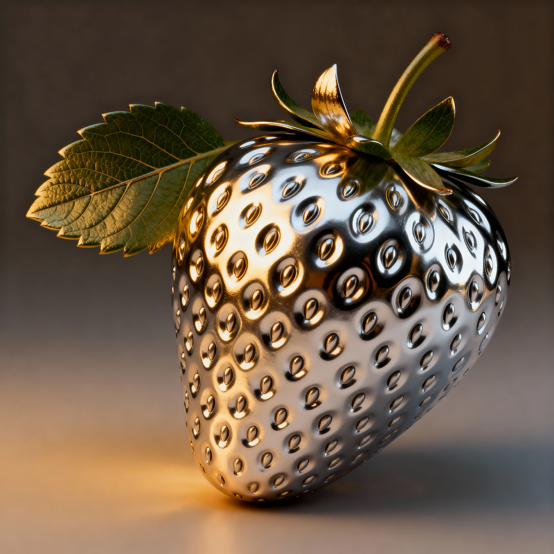 Luxurious Metallic Silver Strawberry Art Luxurious Metallic Silver Strawberry Art