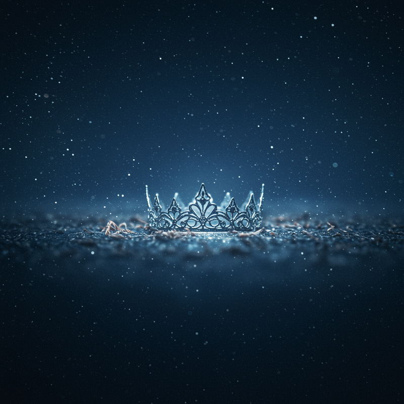 Mystical Silver Diadema Crown on Cosmic Background