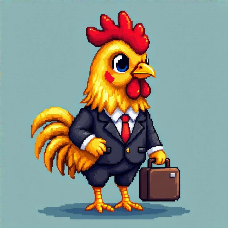 Cute Golden Rooster Pixel Art in 64-Bit Cute Golden Rooster Pixel Art in 64-Bit