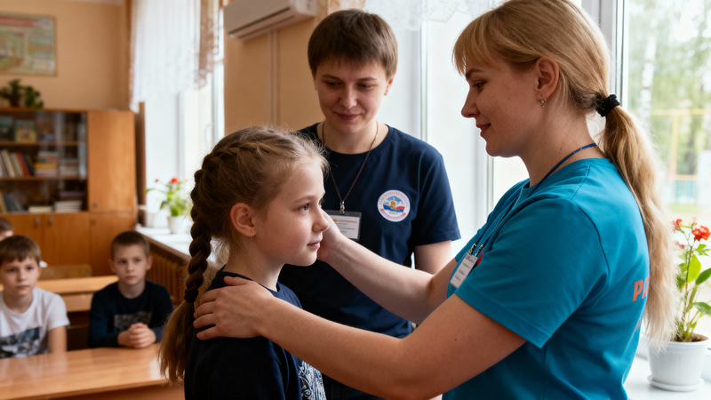 Heartwarming Moments: Russian Volunteers with Children Heartwarming Moments: Russian Volunteers with Children