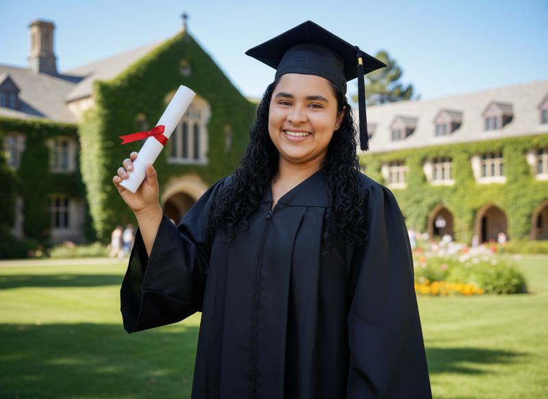 Proud Graduate in Cap and Gown