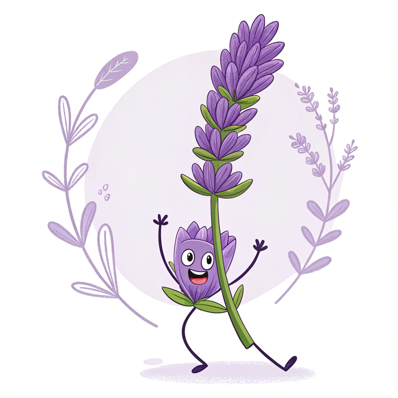 Cartoon Lavender Mascot with Arms and Legs Cartoon Lavender Mascot with Arms and Legs