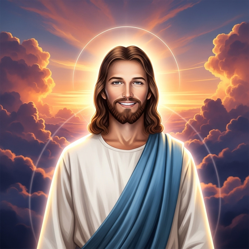 Serene Image of Jesus Christ in Majestic Sunset