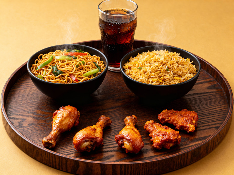 Delicious Combo of Noodles, Rice & Chicken Treats Delicious Combo of Noodles, Rice & Chicken Treats