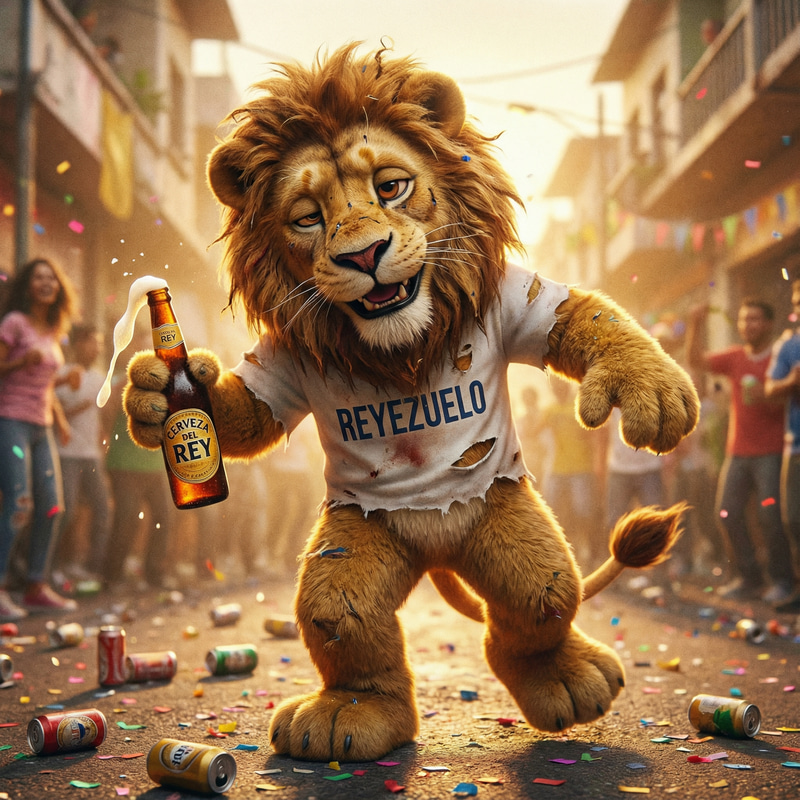 Drunken Lion Mascot with Beer