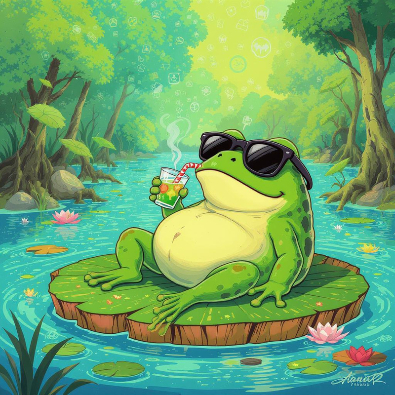 Chill Cartoon Toad on a Lilypad Chill Cartoon Toad on a Lilypad