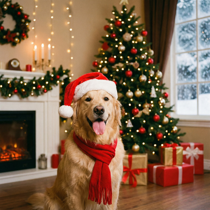 Charming Christmas Photo with Dog Charming Christmas Photo with Dog