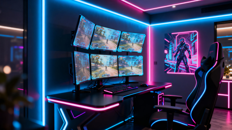 Stunning Cyberpunk Gaming Room Design Stunning Cyberpunk Gaming Room Design