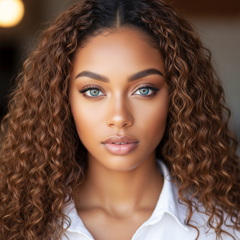 Stunning African American Girl with Ocean Blue Eyes Stunning African American Girl with Ocean Blue Eyes