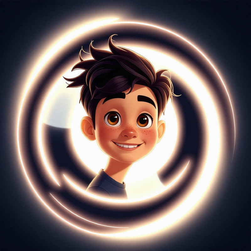 Pixar Style Male Avatar in Glowing Yin Yang Circle Pixar Style Male Avatar in Glowing Yin Yang Circle