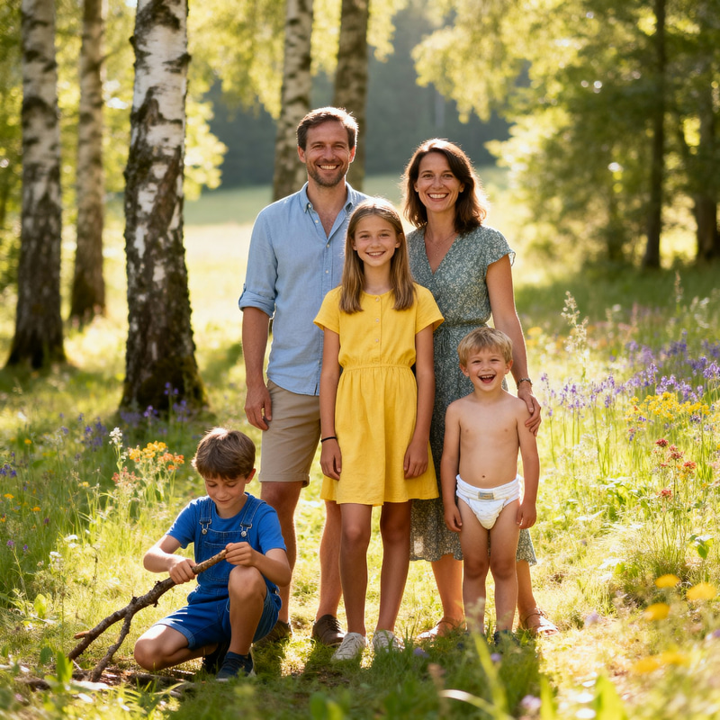 Happy Family in Nature: A Joyful Moment