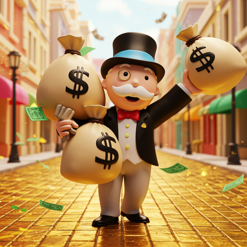 Monopoly Man with Money Bags