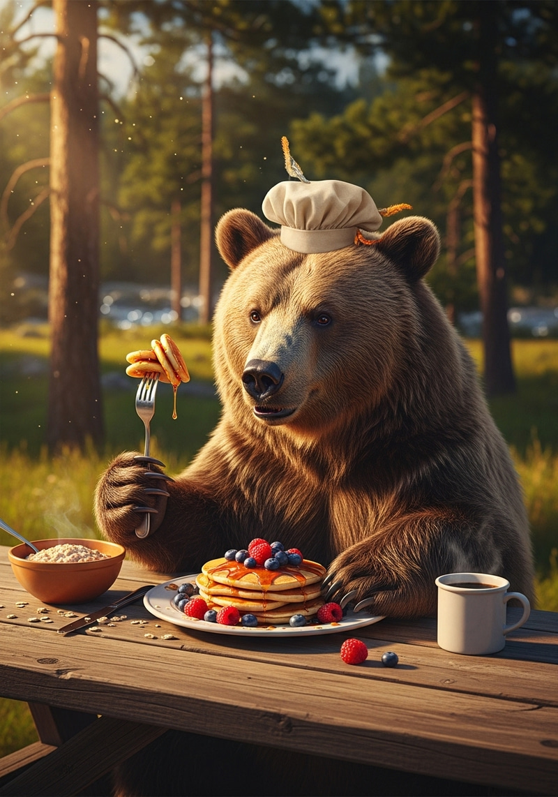 Bear Enjoying a Hearty Breakfast Bear Enjoying a Hearty Breakfast