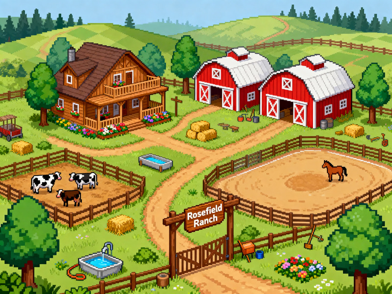 Charming Pixel Art Ranch Background for GBA Games Charming Pixel Art Ranch Background for GBA Games
