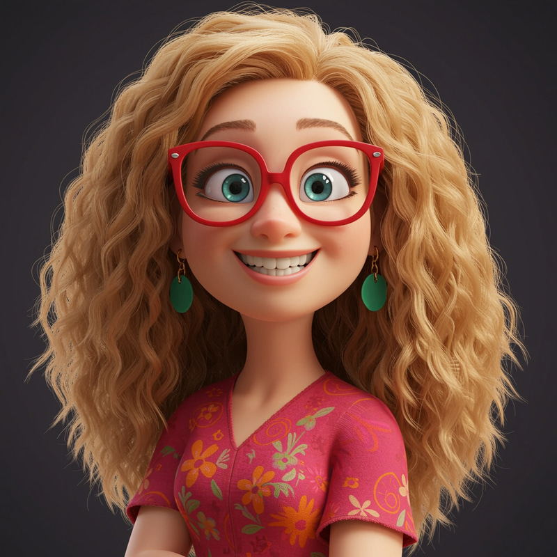 Vibrant Pixar Character: Hippie Style & Big Smile Vibrant Pixar Character: Hippie Style & Big Smile