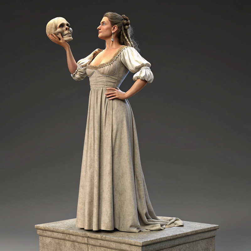3D Model of Italian Woman with Skull 3D Model of Italian Woman with Skull