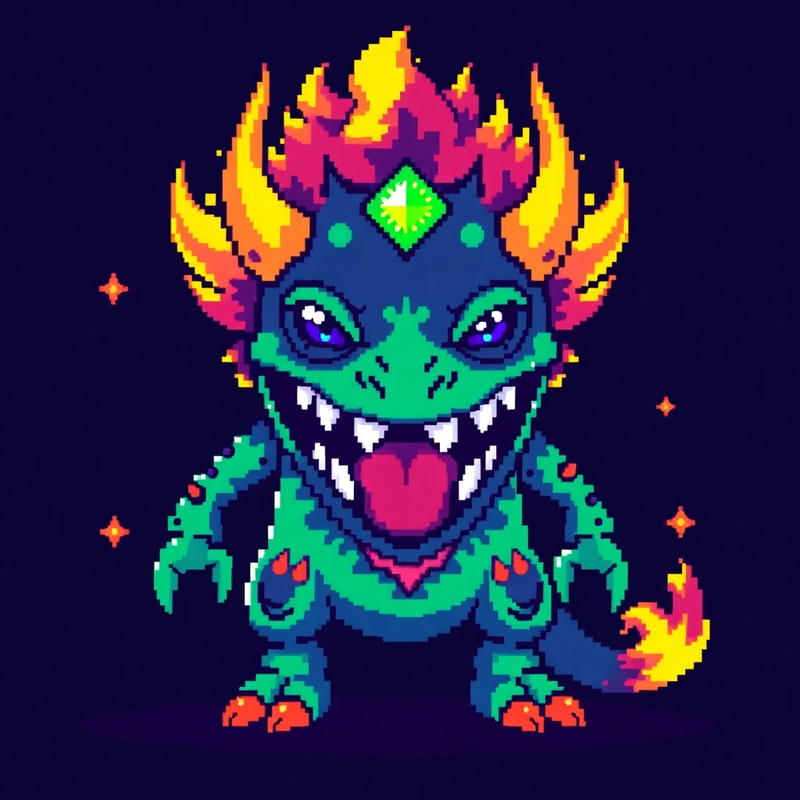 Vibrant Pixel Art Monster - Retro Fantasy Creature Vibrant Pixel Art Monster - Retro Fantasy Creature