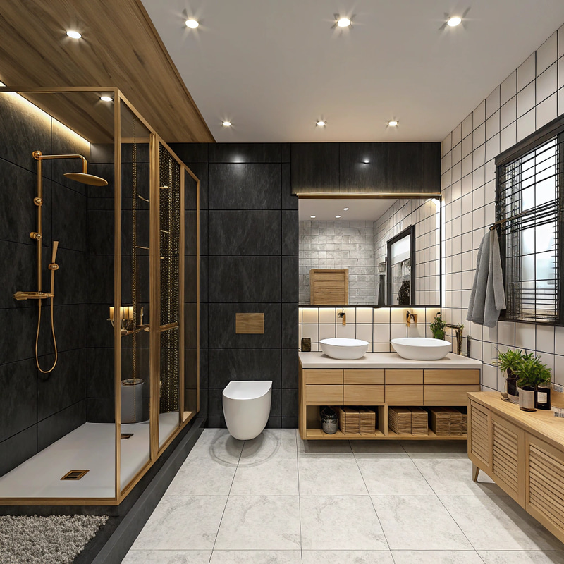 Luxury Bathroom with Sauna and Double Sink Luxury Bathroom with Sauna and Double Sink
