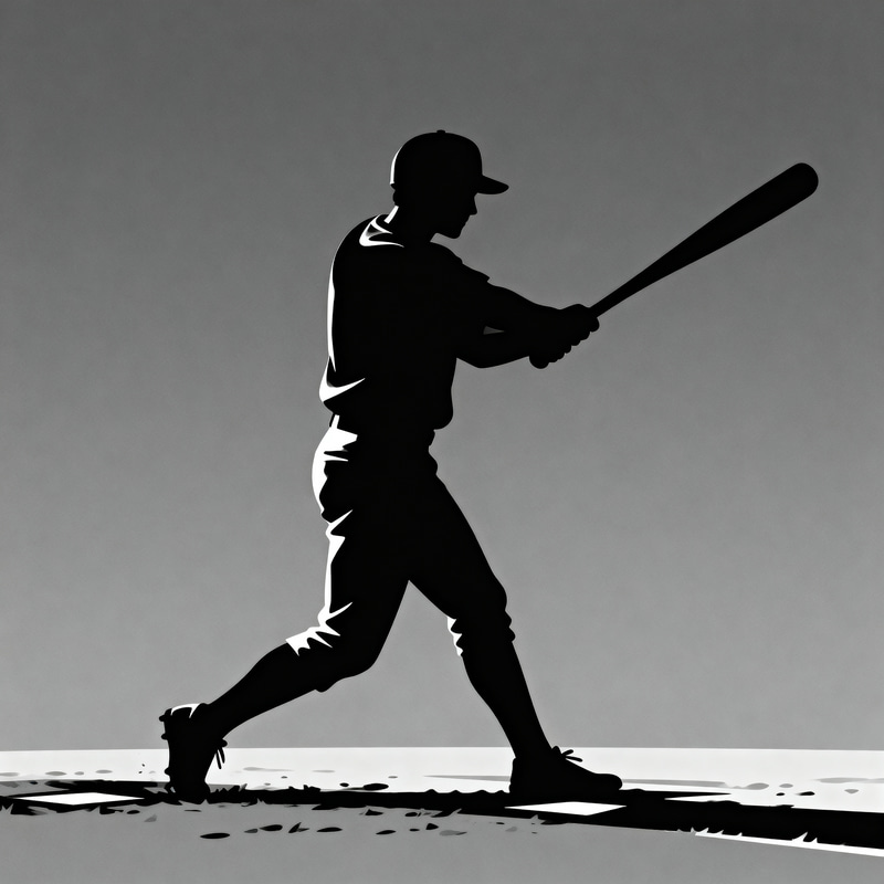 Silhouette of a Baseball Player in Action Silhouette of a Baseball Player in Action