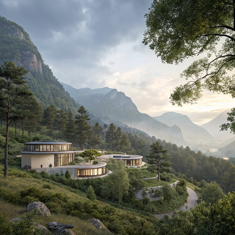 3D Printed Village in Mountain Nature