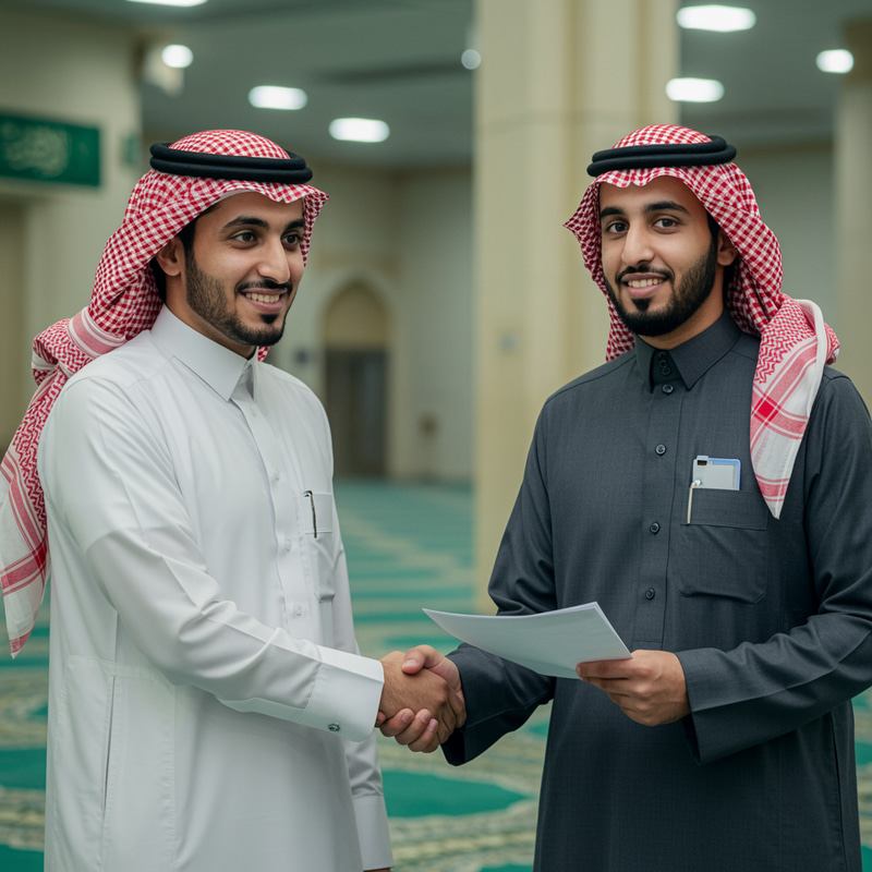 Unique Mosque Inspector Meeting Imam Illustration Unique Mosque Inspector Meeting Imam Illustration