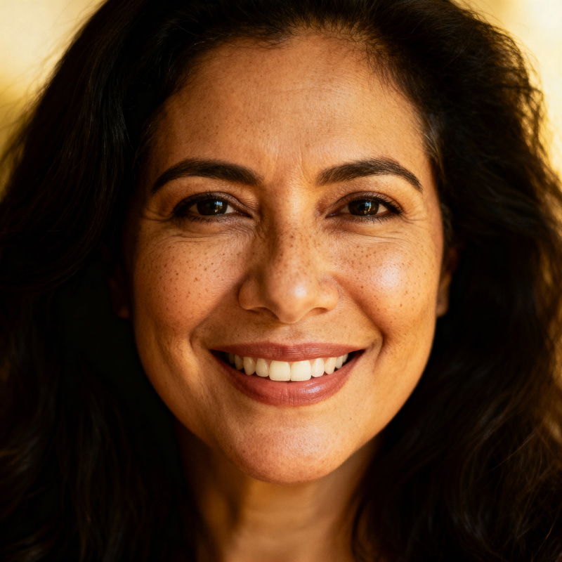 Portrait of a Kind Hispanic Woman with a Bright Smile