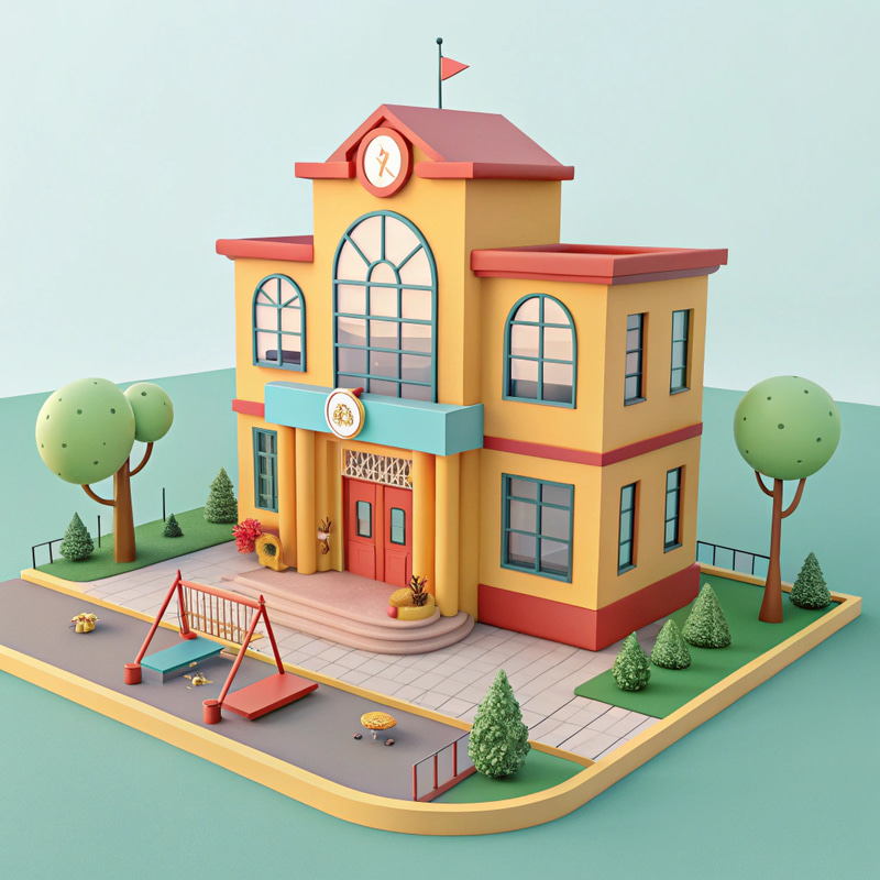 3D Cartoon School Building for Elementary Kids 3D Cartoon School Building for Elementary Kids